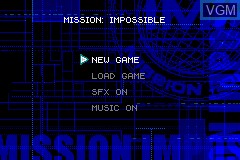 Menu screen of the game Mission Impossible - Operation Surma on Nintendo GameBoy Advance