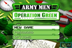 Menu screen of the game Army Men - Operation Green on Nintendo GameBoy Advance