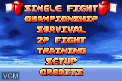 Menu screen of the game Boxing Fever on Nintendo GameBoy Advance