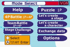 Menu screen of the game ChuChu Rocket! on Nintendo GameBoy Advance