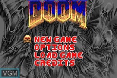 Menu screen of the game DOOM on Nintendo GameBoy Advance