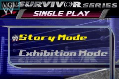 Menu screen of the game WWE Survivor Series on Nintendo GameBoy Advance