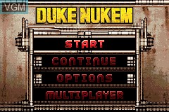 Menu screen of the game Duke Nukem Advance on Nintendo GameBoy Advance