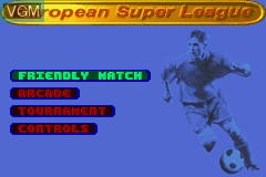 Menu screen of the game European Super League on Nintendo GameBoy Advance