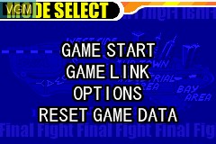 Menu screen of the game Final Fight One on Nintendo GameBoy Advance