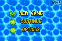 Menu screen of the game Frogger's Adventures - Temple of the Frog on Nintendo GameBoy Advance