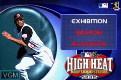 Menu screen of the game High Heat Major League Baseball 2002 on Nintendo GameBoy Advance