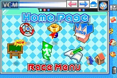 Menu screen of the game Konami Krazy Racers on Nintendo GameBoy Advance
