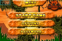 Menu screen of the game Land Before Time, The on Nintendo GameBoy Advance