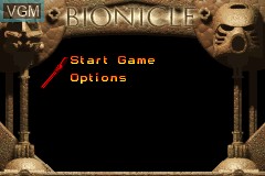 Menu screen of the game Bionicle on Nintendo GameBoy Advance