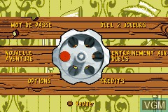 Menu screen of the game Lucky Luke - Wanted! on Nintendo GameBoy Advance