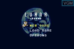 Menu screen of the game Lunar Legend on Nintendo GameBoy Advance