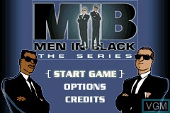 Menu screen of the game Men in Black - The Series on Nintendo GameBoy Advance
