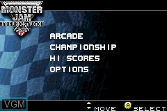 Menu screen of the game Monster Jam - Maximum Destruction on Nintendo GameBoy Advance