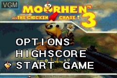Menu screen of the game Moorhen 3 - The Chicken Chase! on Nintendo GameBoy Advance