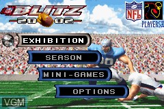 Menu screen of the game NFL Blitz 20-02 on Nintendo GameBoy Advance