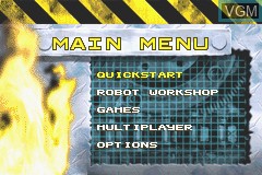 Menu screen of the game Robot Wars - Advanced Destruction on Nintendo GameBoy Advance