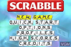 Menu screen of the game Scrabble on Nintendo GameBoy Advance