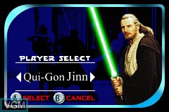 Menu screen of the game Star Wars - Jedi Power Battles on Nintendo GameBoy Advance