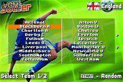 Menu screen of the game Steven Gerrard's Total Soccer 2002 on Nintendo GameBoy Advance