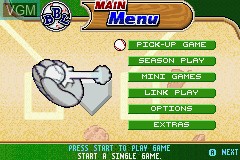 Menu screen of the game Backyard Baseball 2006 on Nintendo GameBoy Advance