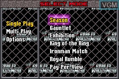 Menu screen of the game WWF Road to WrestleMania on Nintendo GameBoy Advance