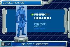 Menu screen of the game Star Wars Episode III - Revenge of the Sith on Nintendo GameBoy Advance