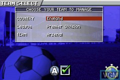 Menu screen of the game Premier Manager 2005-2006 on Nintendo GameBoy Advance