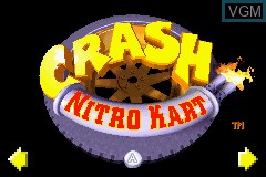 Menu screen of the game Crash Superpack - Crash Bandicoot 2 - N-Tranced / Crash Nitro Kart on Nintendo GameBoy Advance