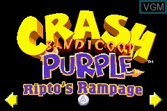 Menu screen of the game Crash & Spyro Superpack - Spyro Orange - The Cortex Conspiracy + Crash Bandicoot Purple - Ripto's Rampage on Nintendo GameBoy Advance