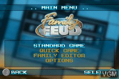 Menu screen of the game Family Feud on Nintendo GameBoy Advance