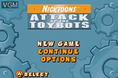 Menu screen of the game Nicktoons - Attack of the Toybots on Nintendo GameBoy Advance