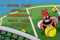 Menu screen of the game Droopy's Tennis Open on Nintendo GameBoy Advance