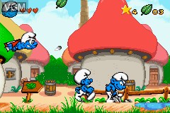 In-game screen of the game Revenge of the Smurfs, The on Nintendo GameBoy Advance