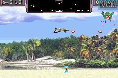 In-game screen of the game Defender on Nintendo GameBoy Advance