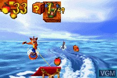 In-game screen of the game Crash Bandicoot 2 - N-Tranced on Nintendo GameBoy Advance
