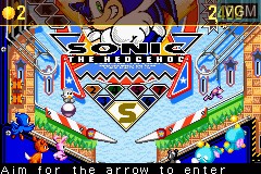 In-game screen of the game Sonic Pinball Party on Nintendo GameBoy Advance