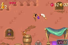 In-game screen of the game Aladdin on Nintendo GameBoy Advance