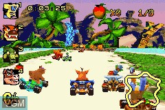In-game screen of the game Crash Nitro Kart on Nintendo GameBoy Advance