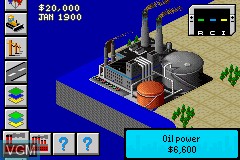 In-game screen of the game SimCity 2000 on Nintendo GameBoy Advance