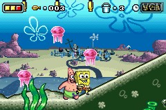 In-game screen of the game SpongeBob SquarePants Movie, The on Nintendo GameBoy Advance