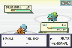 In-game screen of the game Pokemon LeafGreen Version on Nintendo GameBoy Advance