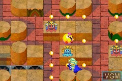In-game screen of the game Ms. Pac-Man Maze Madness on Nintendo GameBoy Advance