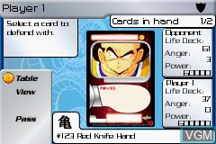 In-game screen of the game Dragon Ball Z - Collectible Card Game on Nintendo GameBoy Advance