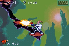 In-game screen of the game Earthworm Jim on Nintendo GameBoy Advance