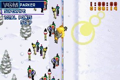 In-game screen of the game ESPN Winter X-Games Snowboarding 2002 on Nintendo GameBoy Advance