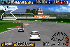 In-game screen of the game GT Advance Championship Racing on Nintendo GameBoy Advance