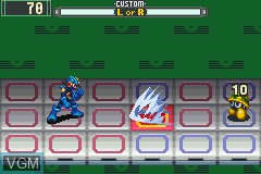 In-game screen of the game Mega Man Battle Network on Nintendo GameBoy Advance