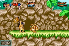In-game screen of the game Prehistorik Man on Nintendo GameBoy Advance