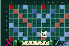 In-game screen of the game Scrabble on Nintendo GameBoy Advance